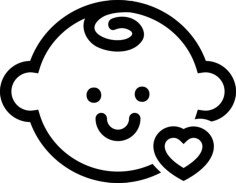 Baby Head With A Small Heart Outline Sticker Outline Svg File, Free Vectors File